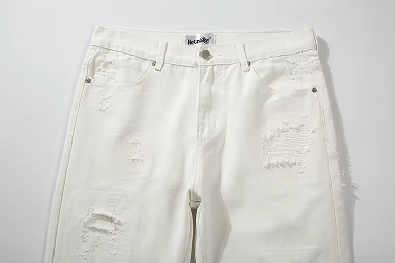Oversized White Zip Denim
