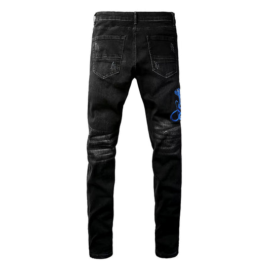 Navy Snake Denim