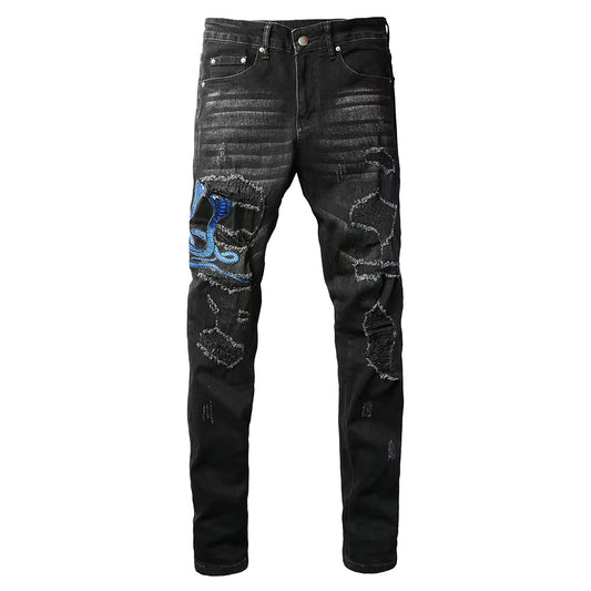 Navy Snake Denim