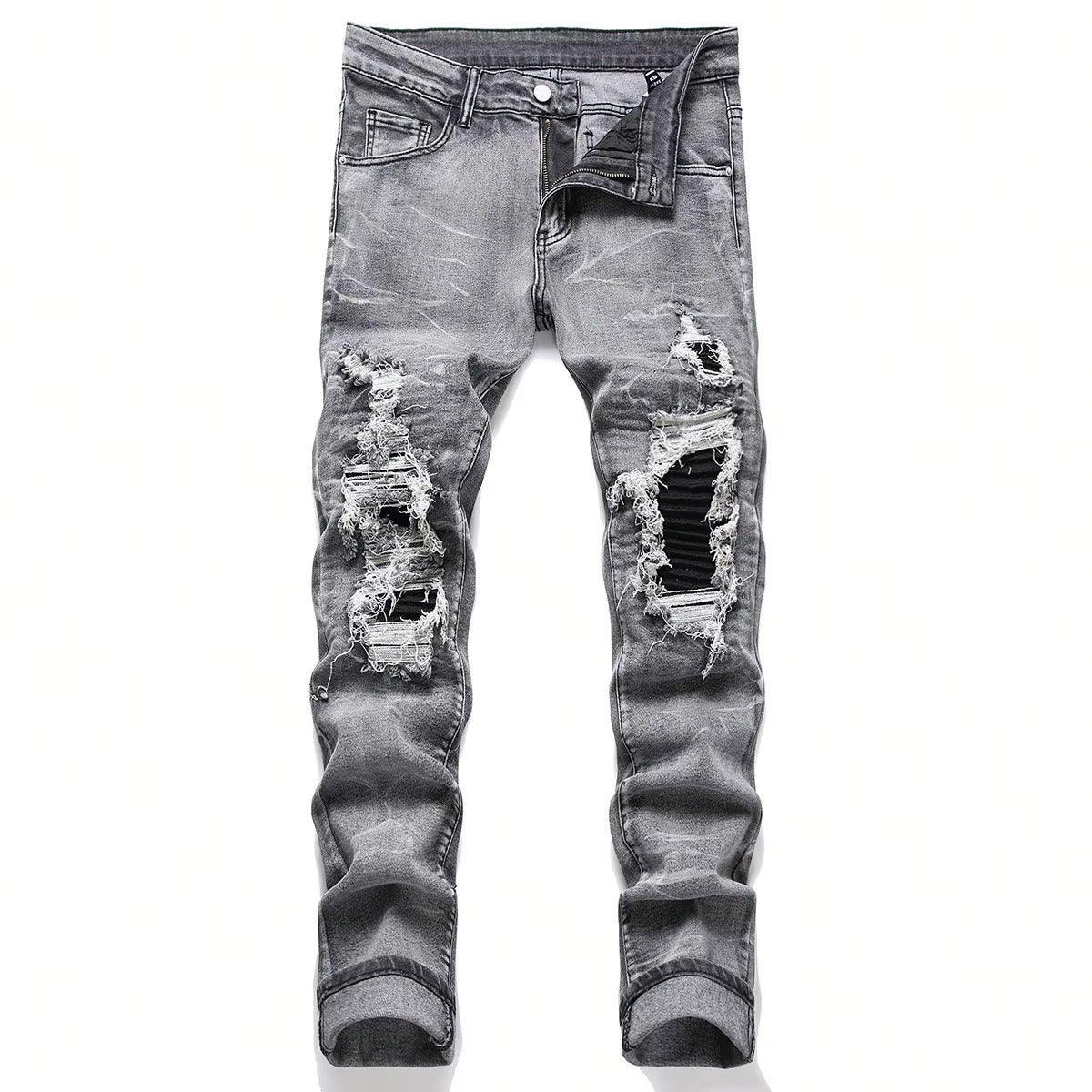 Schwarzer Denim mit Strasssteinen