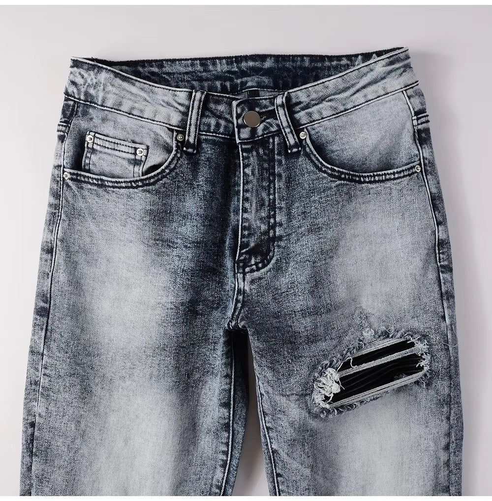 Grey Patch Denim