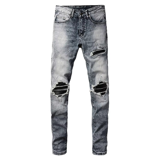 Grey Patch Denim