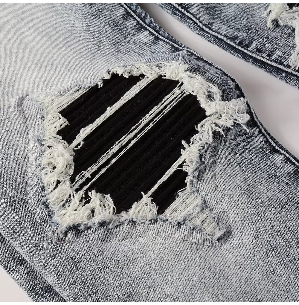 Grey Patch Denim
