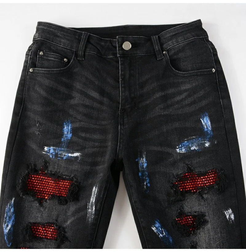 Santa Rhinestone Denim